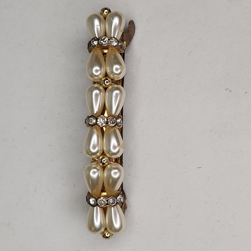 Vintage Gold and Pearl Hair Clip